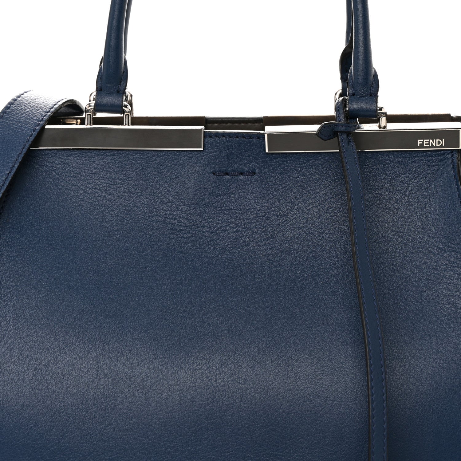 Fendi Vitello Dolce Shiny Nappa Petite 3Jours Tote Blue 8 of 21