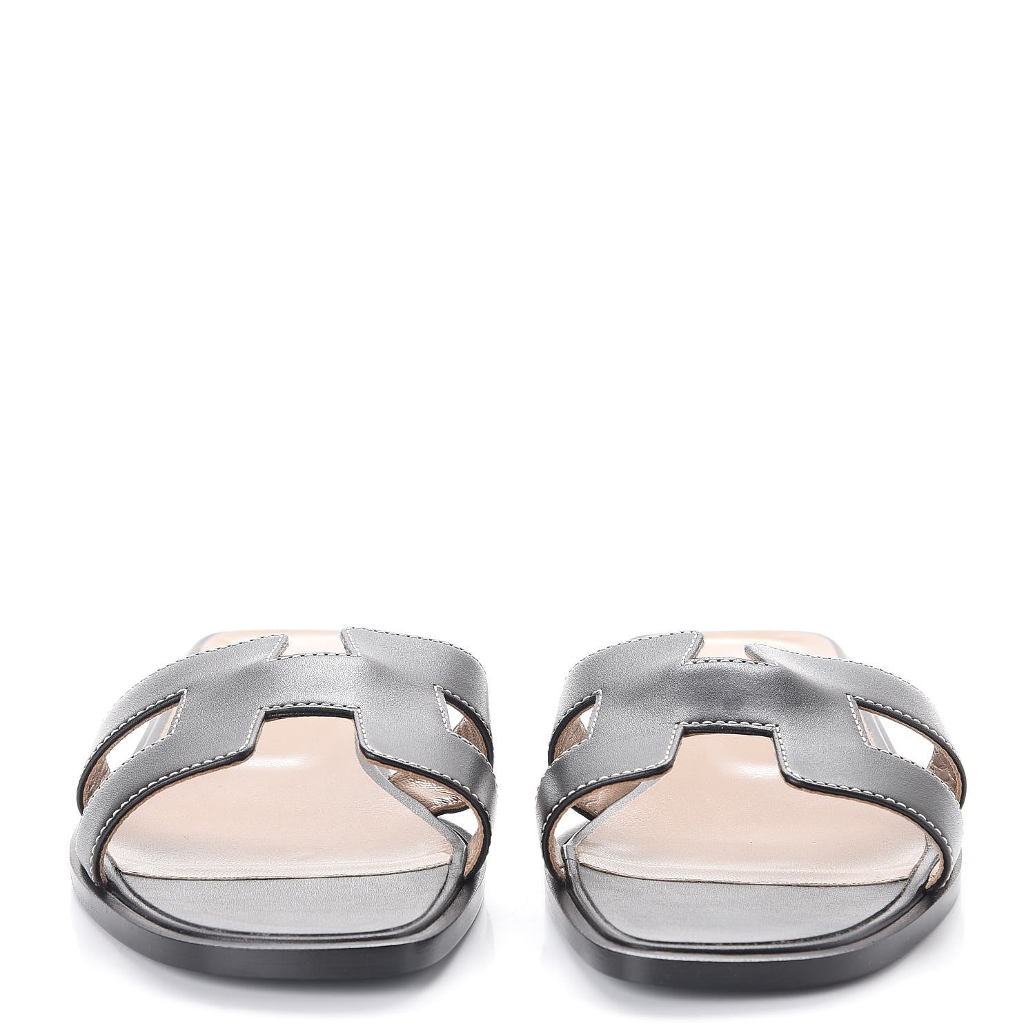 Hermes Box Calfskin Oran Sandals 37 Black 2 of 7
