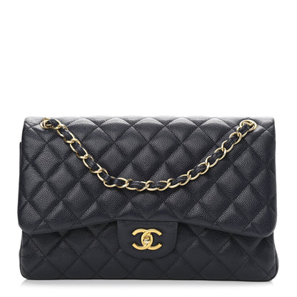 Chanel Caviar Quilted Jumbo Double Flap Navy Blue 1 of 12