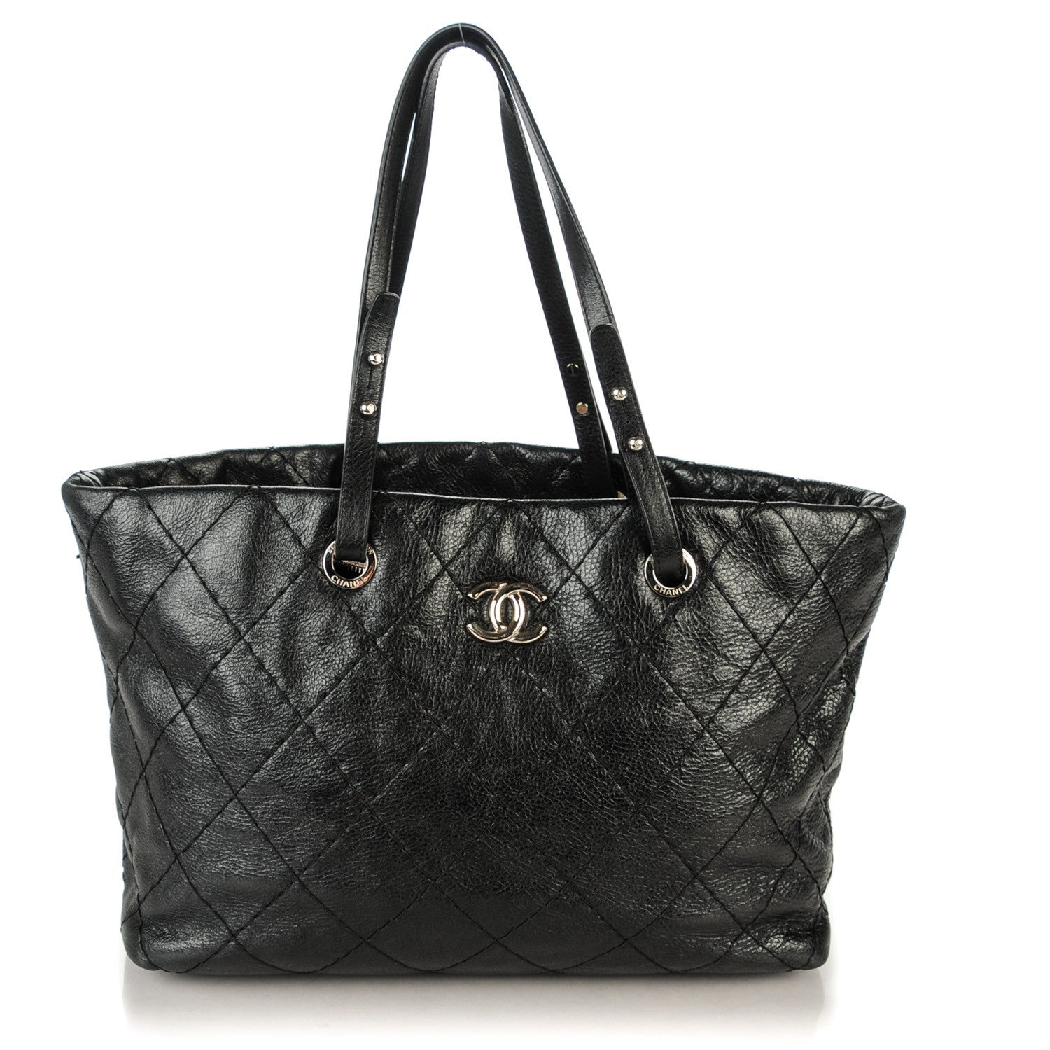 Chanel Glazed Calfskin Large On The Road Tote Black 1 of 8