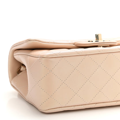 Chanel Iridescent Calfskin Quilted Mini Rectangular Flap Beige 8 of 10
