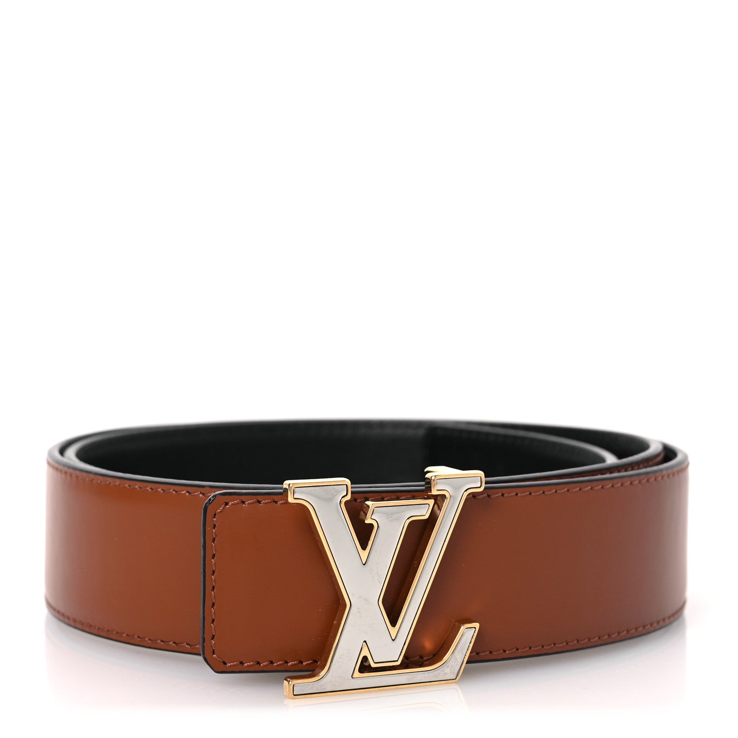 Louis Vuitton Calfskin 35mm LV Mirror Reversible Belt 90 36 Black Brown 1 of 7