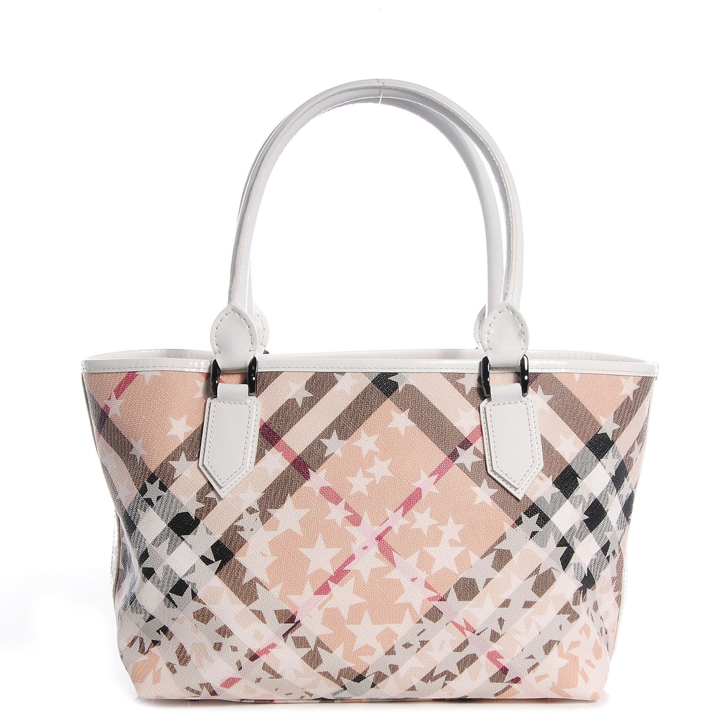 Patent Supernova Check Stars Medium Nickie Tote White