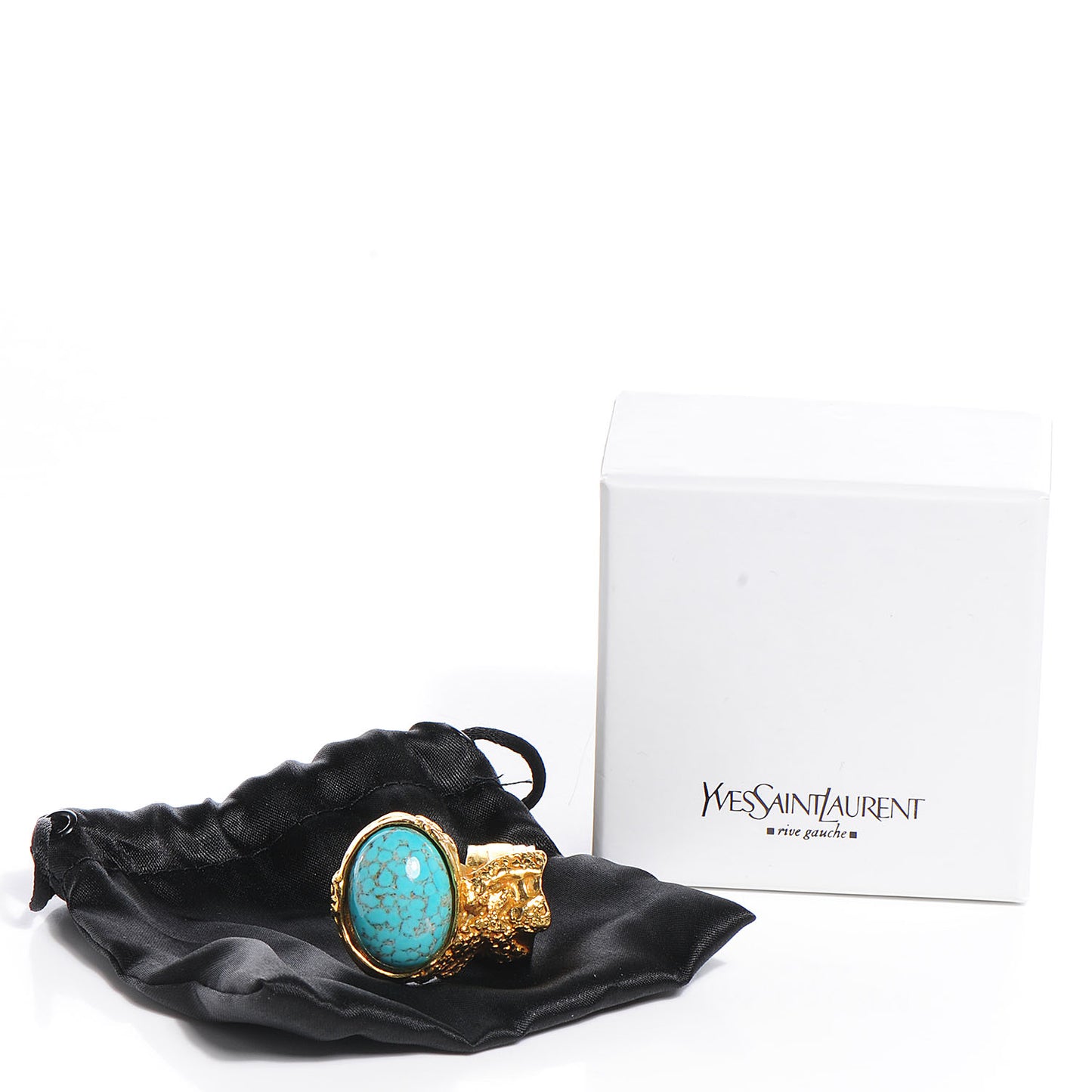 Glass Cabochon Arty Ovale Ring 7 Gold Turquoise