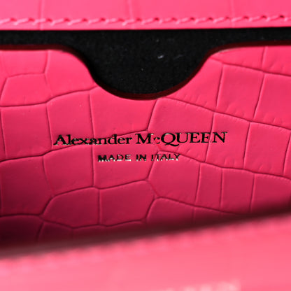 Alexander McQueen Shiny Crocodile Embossed Jeweled Satchel Peony Pink 7 of 11