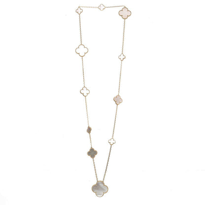 Van Cleef & Arpels 18K Yellow Gold Mother of Pearl 11 Motifs Magic Alhambra Necklace 3 of 6