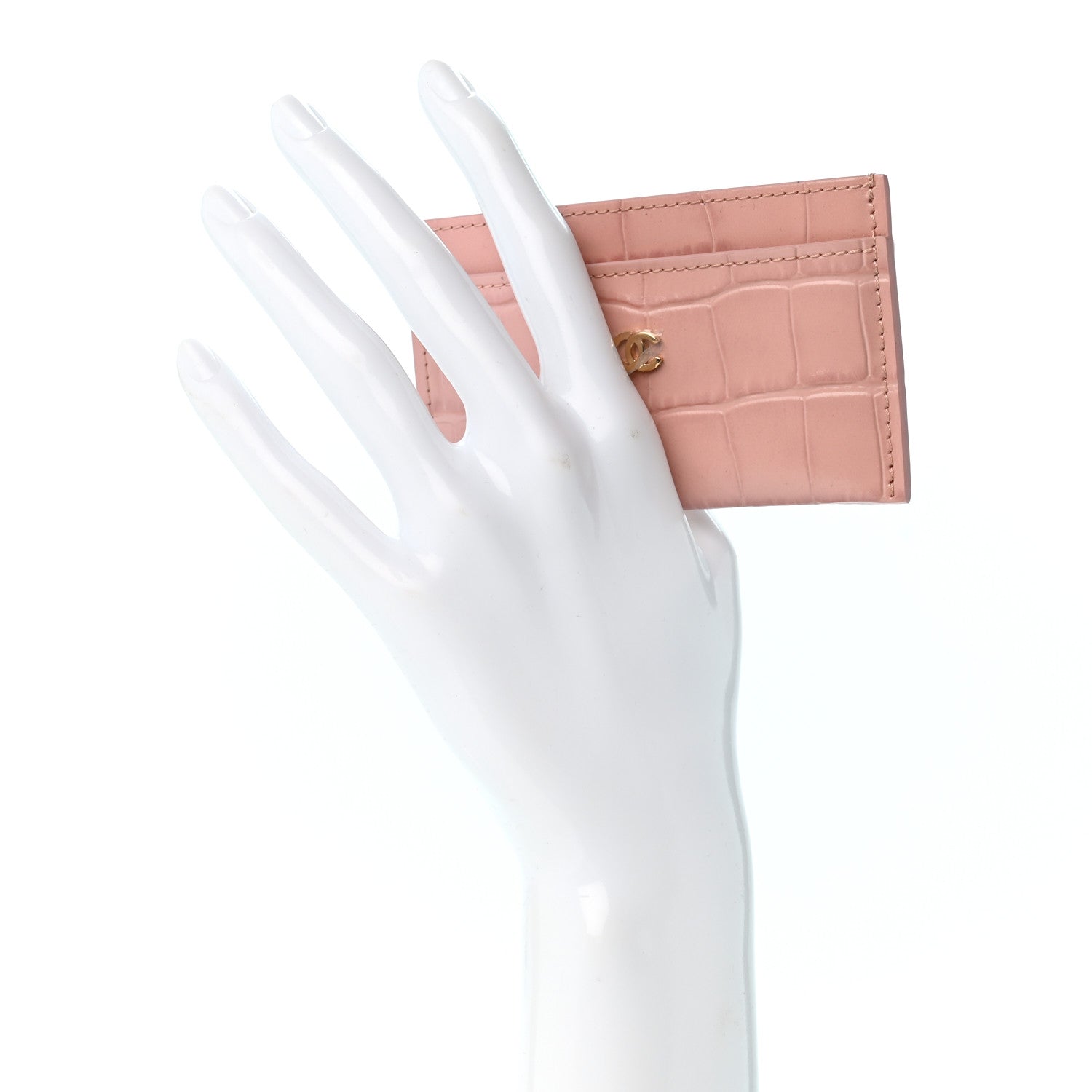 Chanel Calfskin Crocodile Embossed Crococo Card Holder Light Pink 2 of 8