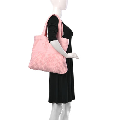 Fendi Terrycloth FF Embossed Beach Towel Tote Bag Pink 2 of 8