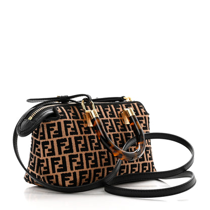 Fendi Raffia Chenille Vitello King Plexiglass Micro FF Mini By The Way Top Handle Boston Bag Naturale Black 3 of 9