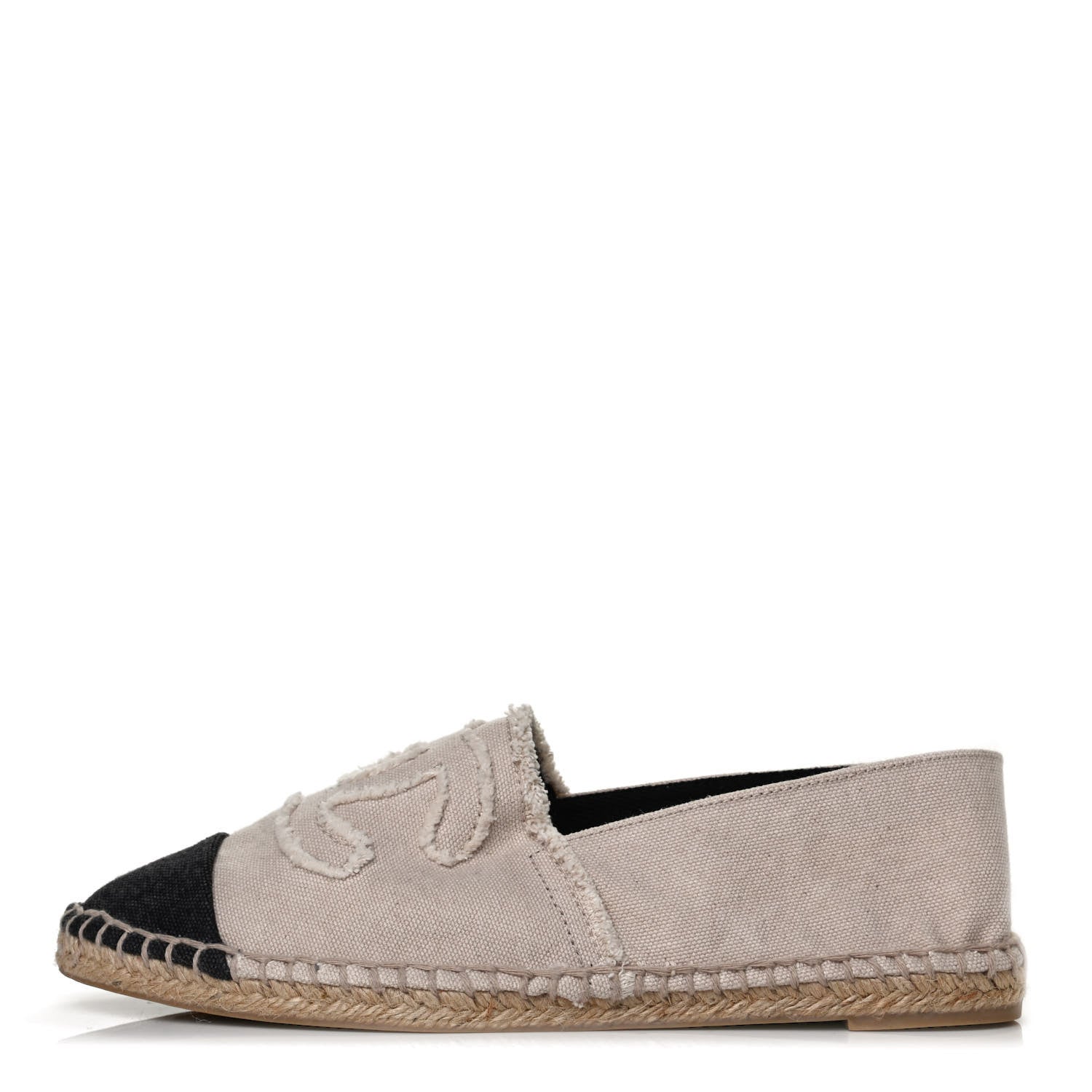 Beige-and-Black Canvas Espadrilles