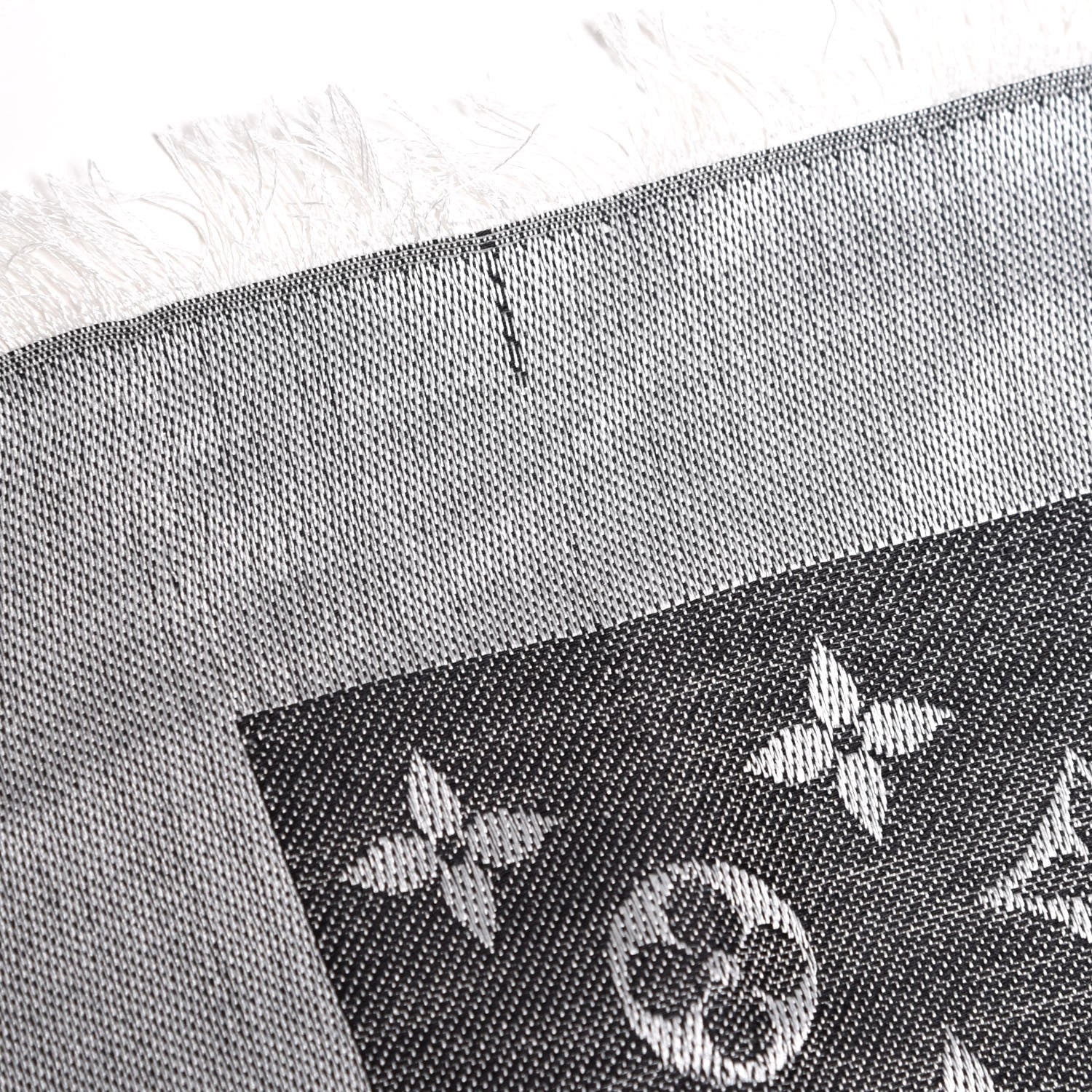 Louis Vuitton Wool Silk Monogram Denim Shawl Black 3 of 5