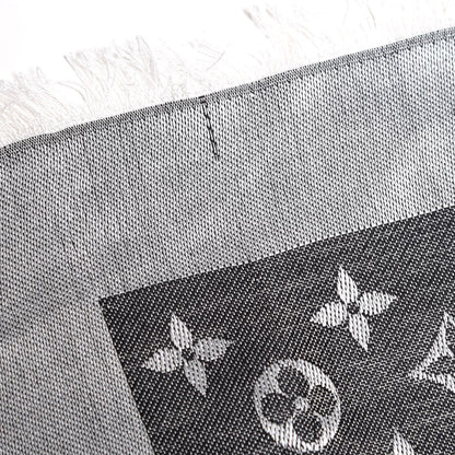 Louis Vuitton Wool Silk Monogram Denim Shawl Black 3 of 5