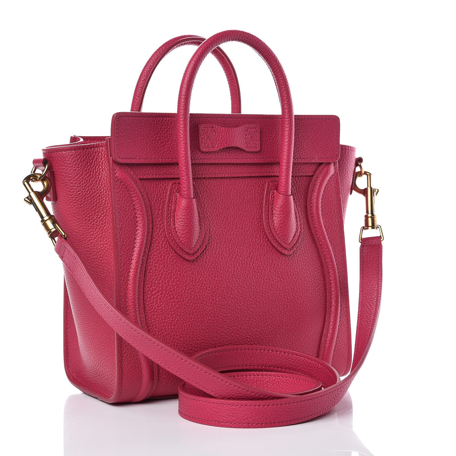 Celine Drummed Calfskin Nano Luggage Plum 3 of 10