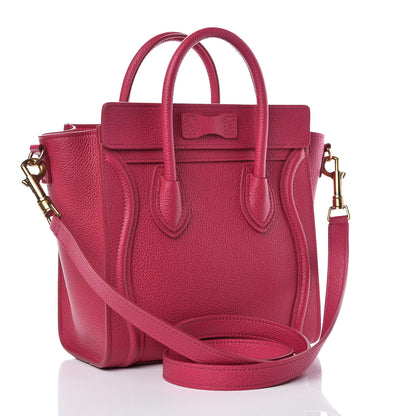 Celine Drummed Calfskin Nano Luggage Plum 3 of 10
