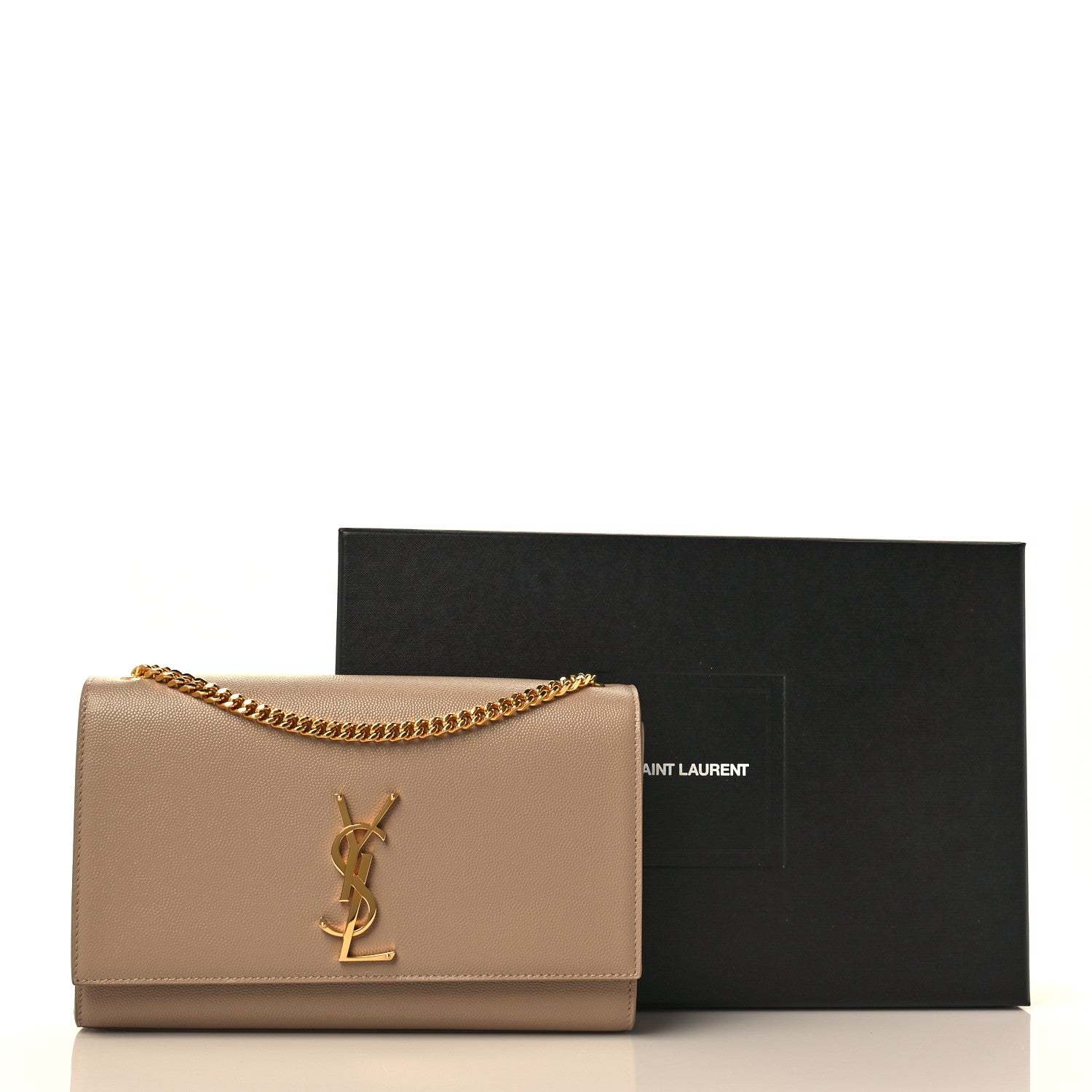 Saint Laurent Grain De Poudre Medium Monogram Kate Satchel Dark Beige 10 of 10