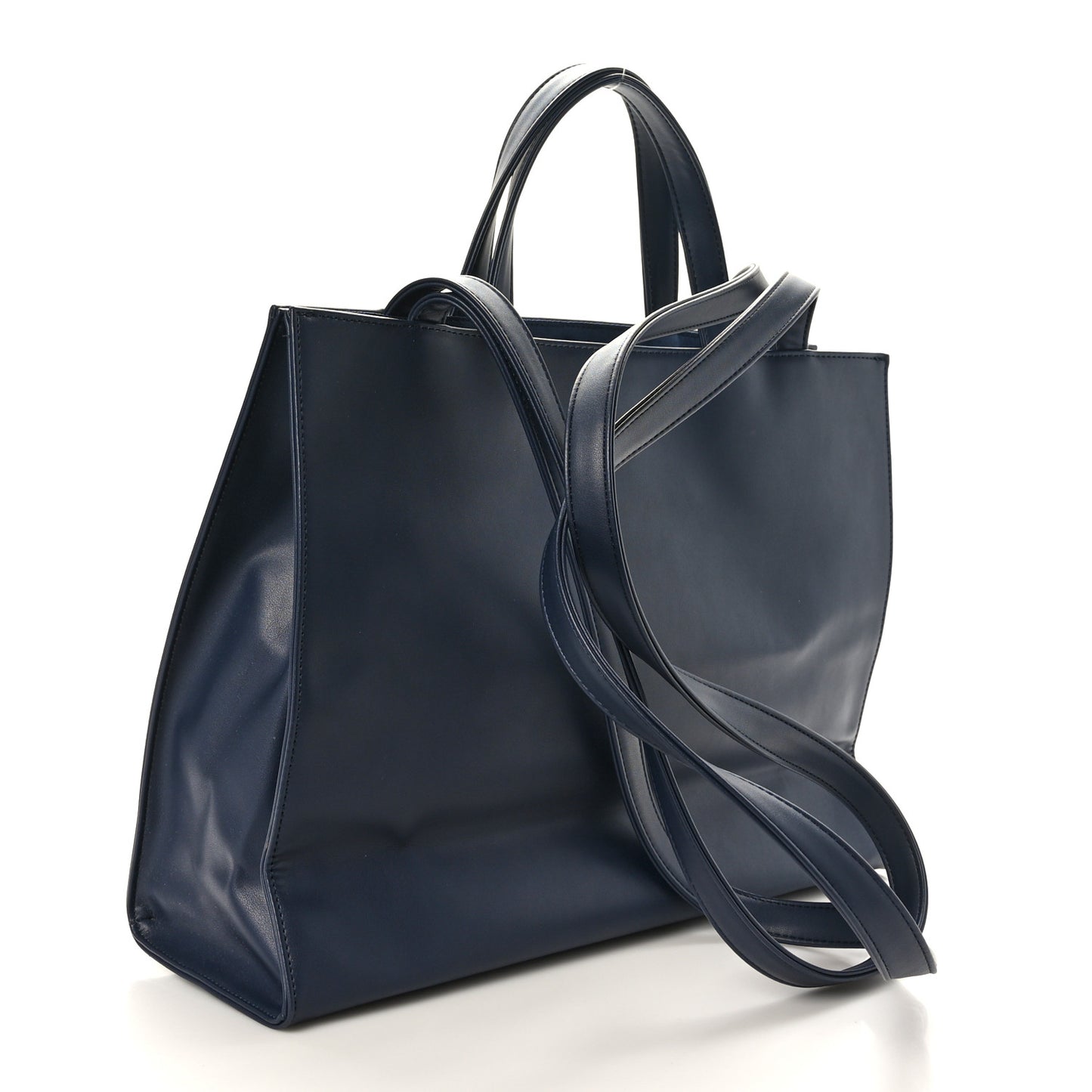 Vegan Leather Medium Shopping Bag Navy