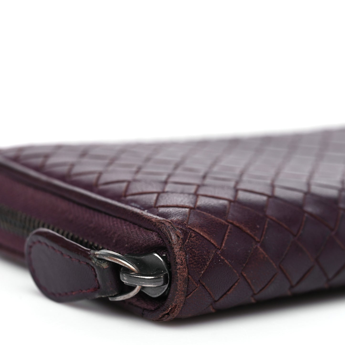 Nappa Intrecciato Zip Around Wallet Aubergine