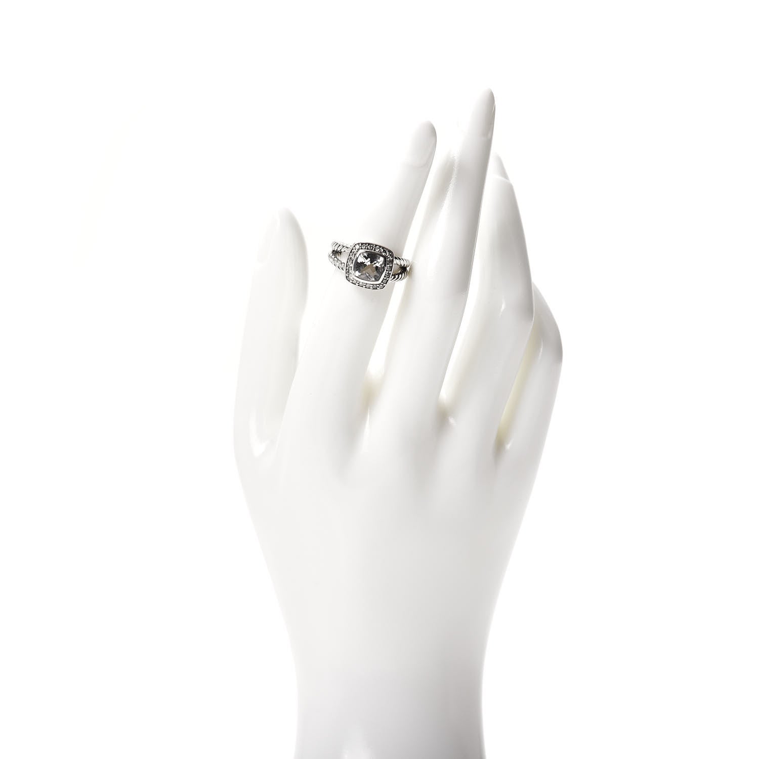 David Yurman Sterling Silver Diamond White Topaz 7mm Petite Albion Ring 50 5.25 2 of 5