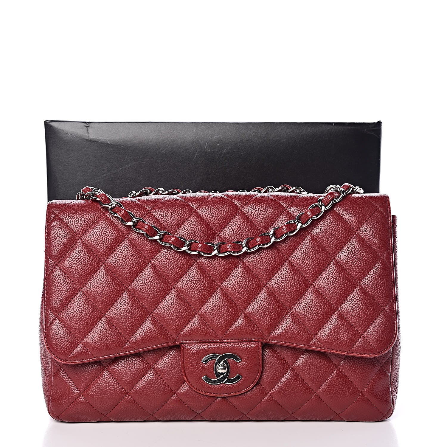 Chanel Caviar Quilted Jumbo Single Flap Red 27 of 27