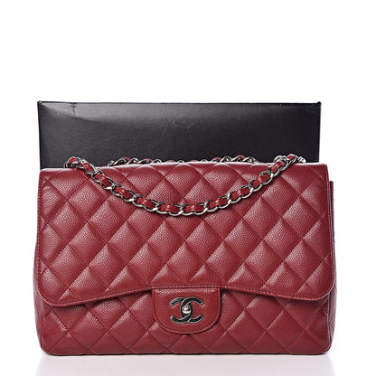 Chanel Caviar Quilted Jumbo Single Flap Red 27 of 27