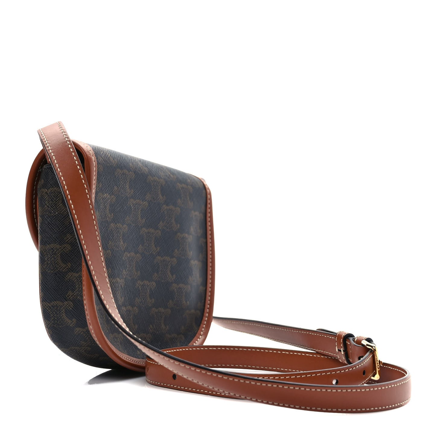 Canvas Calfskin Triomphe Mini Besace Tan
