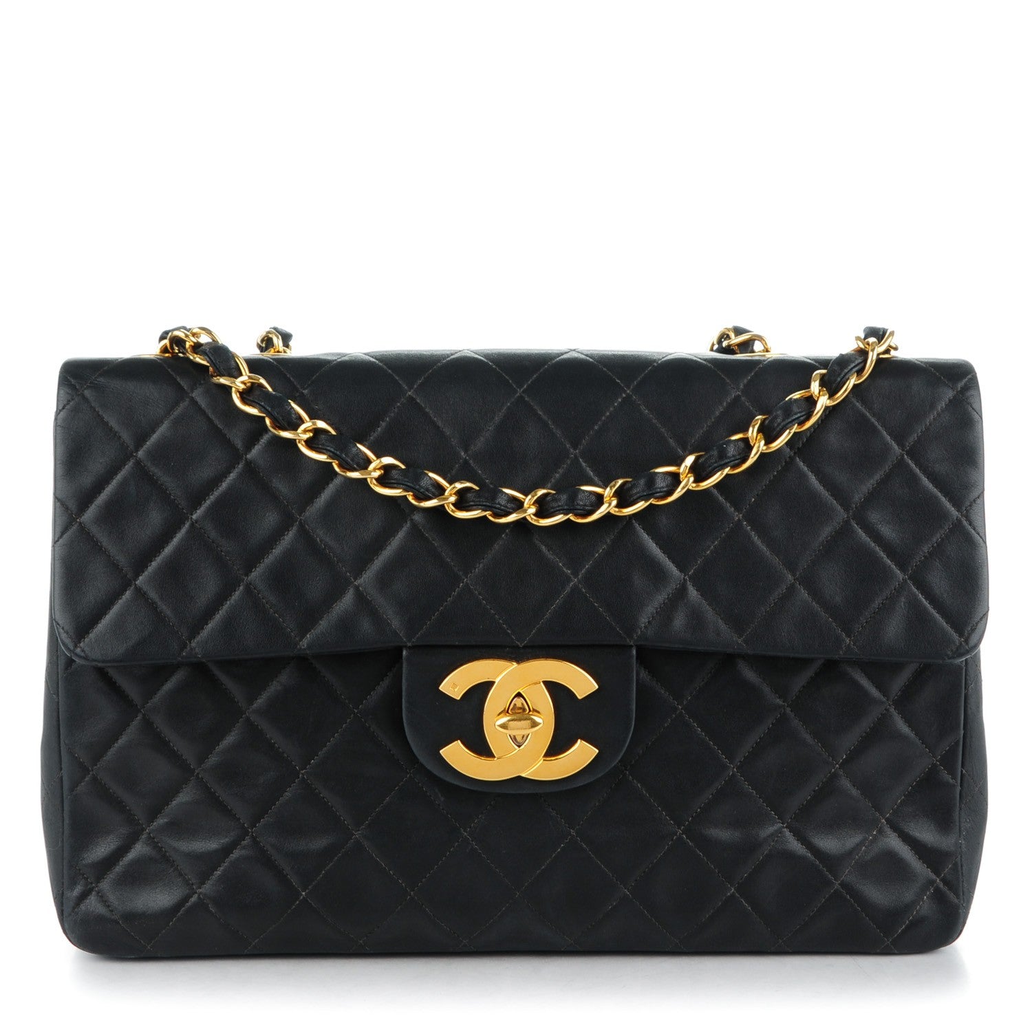 Chanel Lambskin Quilted XL Jumbo Single Flap Black 1 of 9