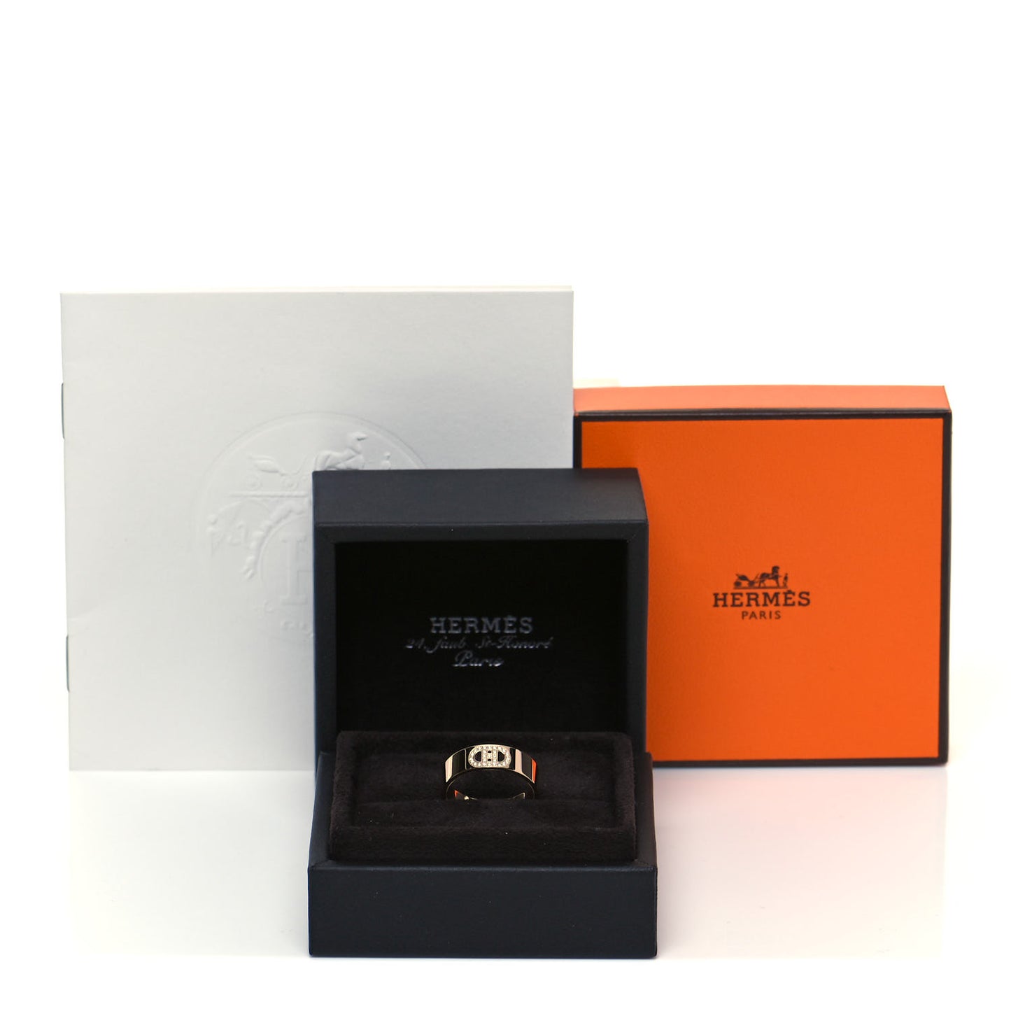 18K Rose Gold Diamond PM H D'Ancre Ring 53 6.25