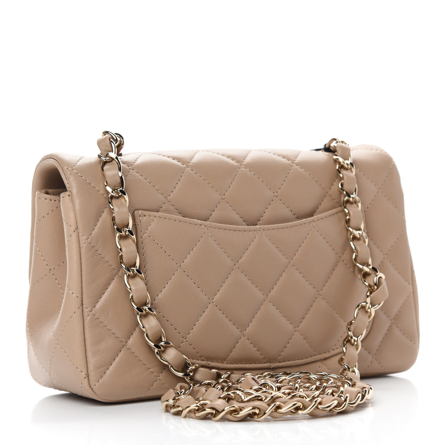Chanel Lambskin Quilted Mini Rectangular Flap Dark Beige 3 of 11