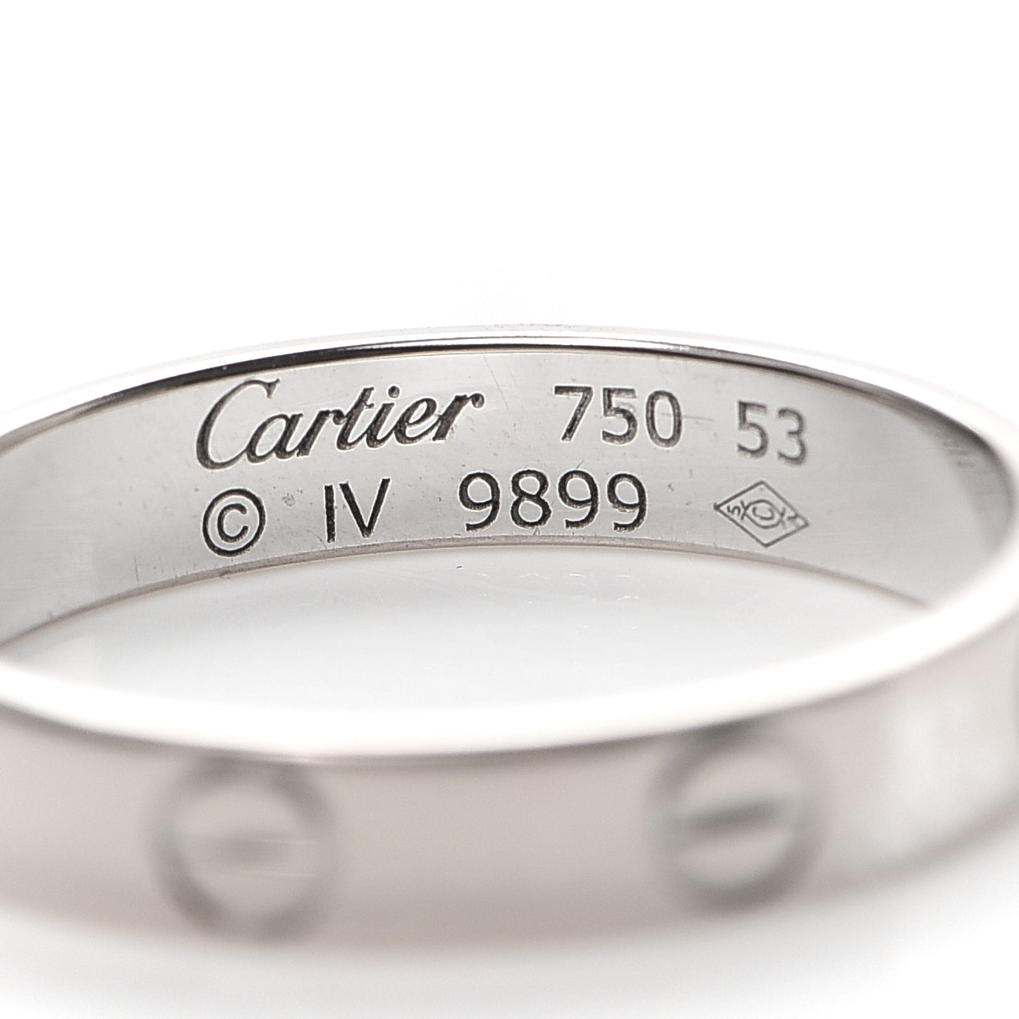 18K White Gold 3.5mm LOVE Wedding Band Ring 53 6.25