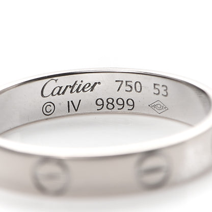 Cartier 18K White Gold 3.5mm LOVE Wedding Band Ring 53 6.25 4 of 4