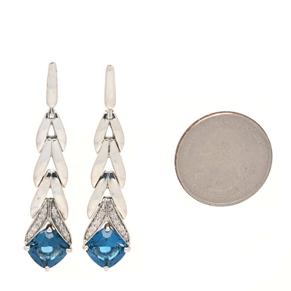 John Hardy Sterling Silver Diamond Blue Topaz Modern Chain Drop Earrings 2 of 5