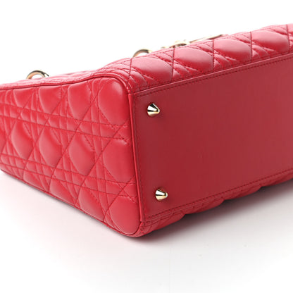 Christian Dior Lambskin Cannage Medium Lady Dior Red 6 of 10