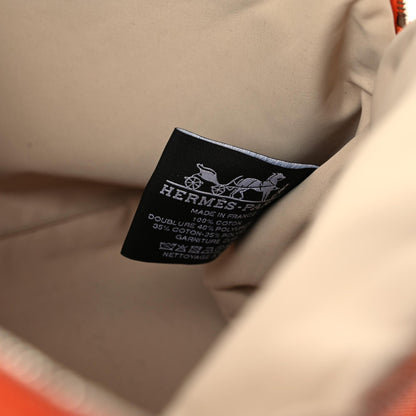 Hermes Cotton Canvas Bolide Travel Cosmetic Pouch Orange 6 of 14