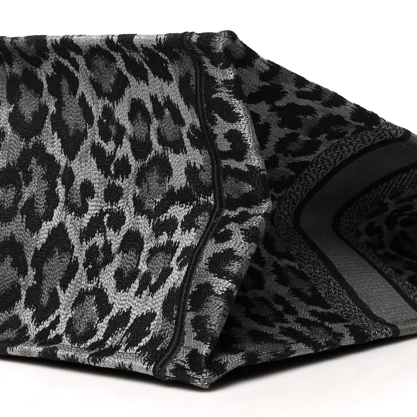 Canvas Mizza Embroidered Large Leopard Book Tote Grey