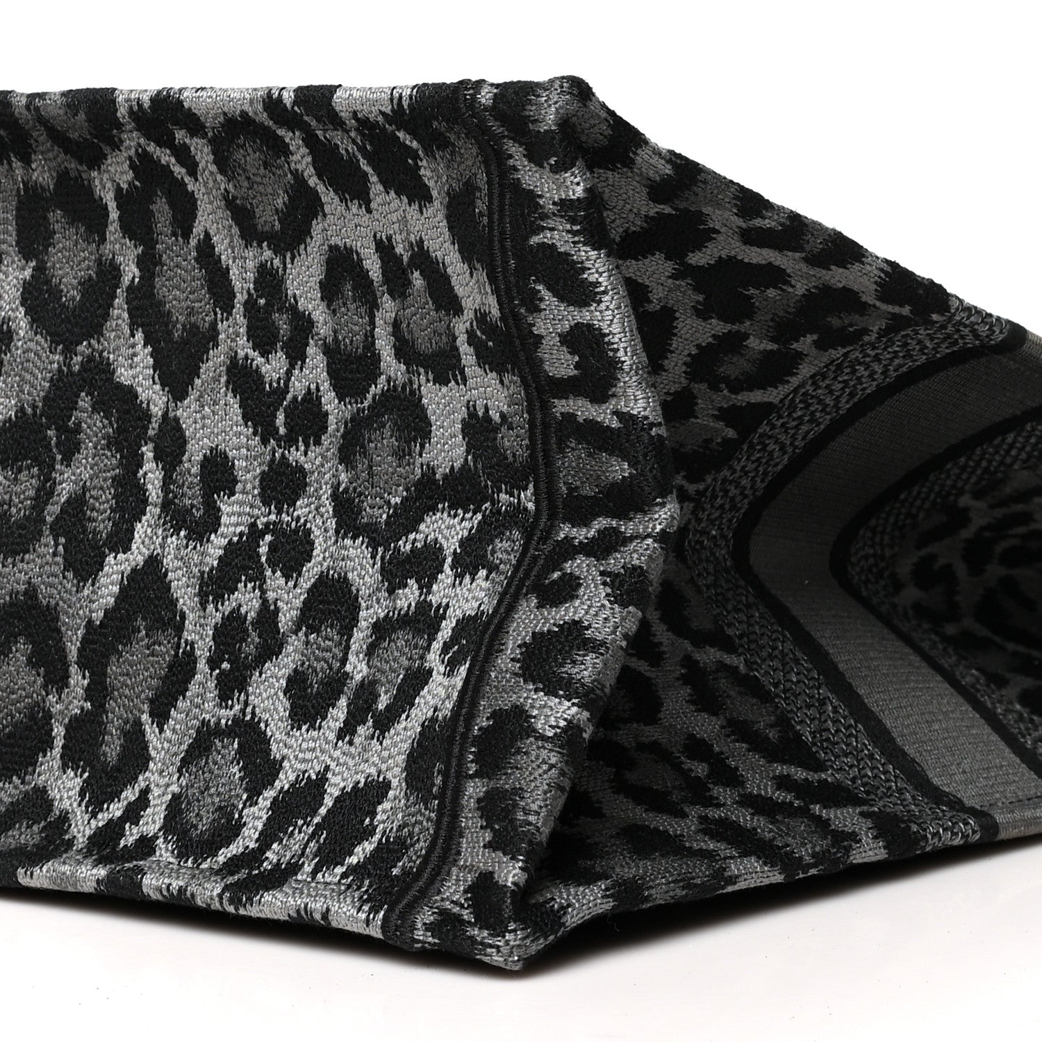 Christian Dior Canvas Mizza Embroidered Large Leopard Book Tote Grey 9 of 11