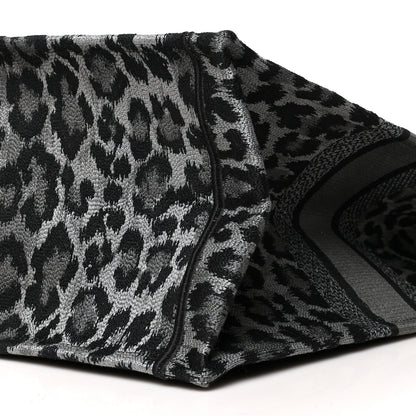 Christian Dior Canvas Mizza Embroidered Large Leopard Book Tote Grey 9 of 11