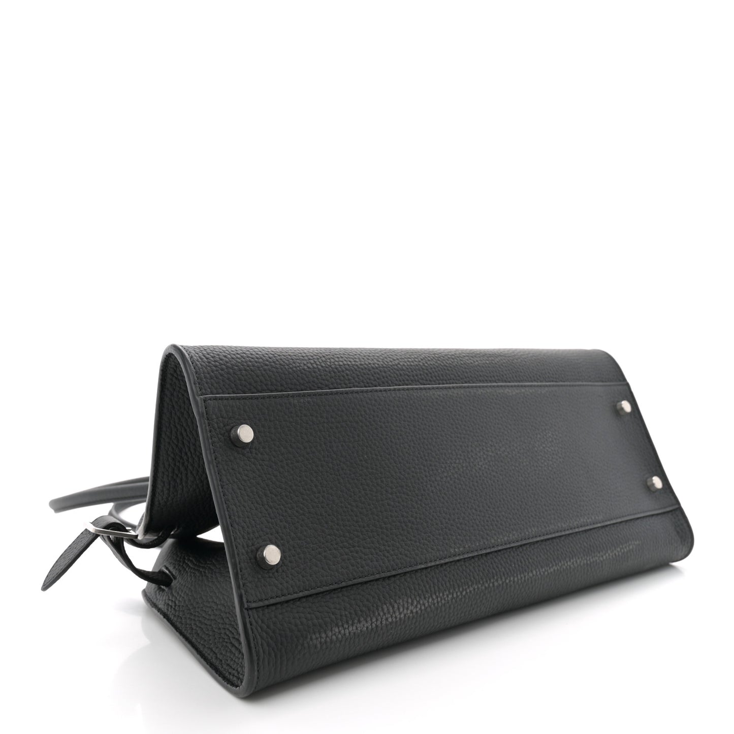 Matte Grained Calfskin Margaux Shoulder 12 Black