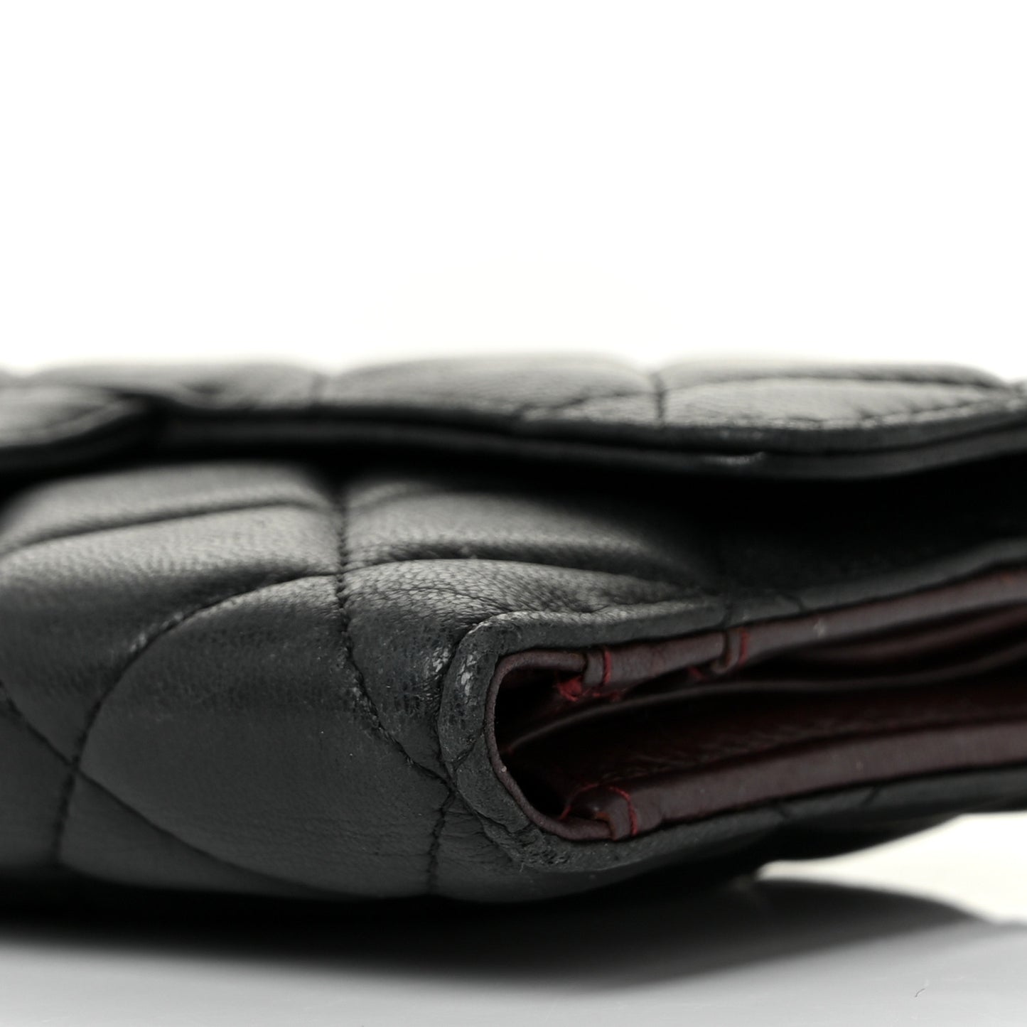Lambskin Quilted Large Flap Wallet Black