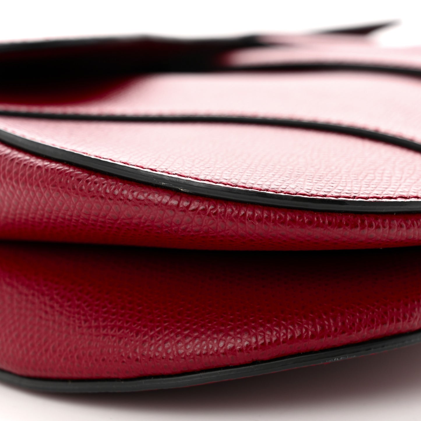 Grained Calfskin Saddle Bag Red