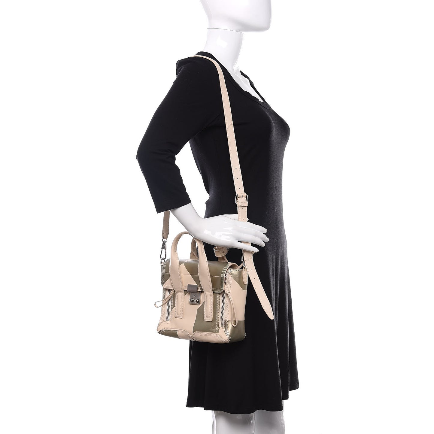 3.1 Calfskin Mini Pashli Trapeze Satchel Powder Champagne