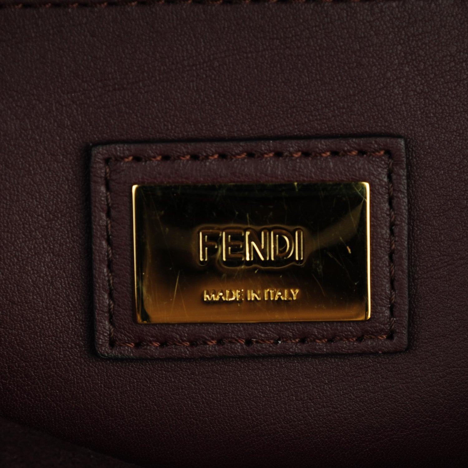 Fendi Vitello Seta Waves Bi-Color Medium Peekaboo Iconic Satchel Bordeaux Latte 6 of 7
