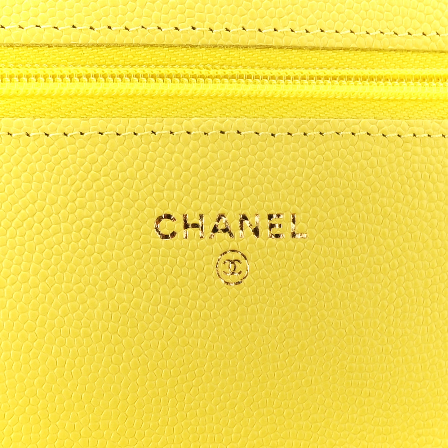 Caviar Quilted Wallet on Chain WOC Yellow