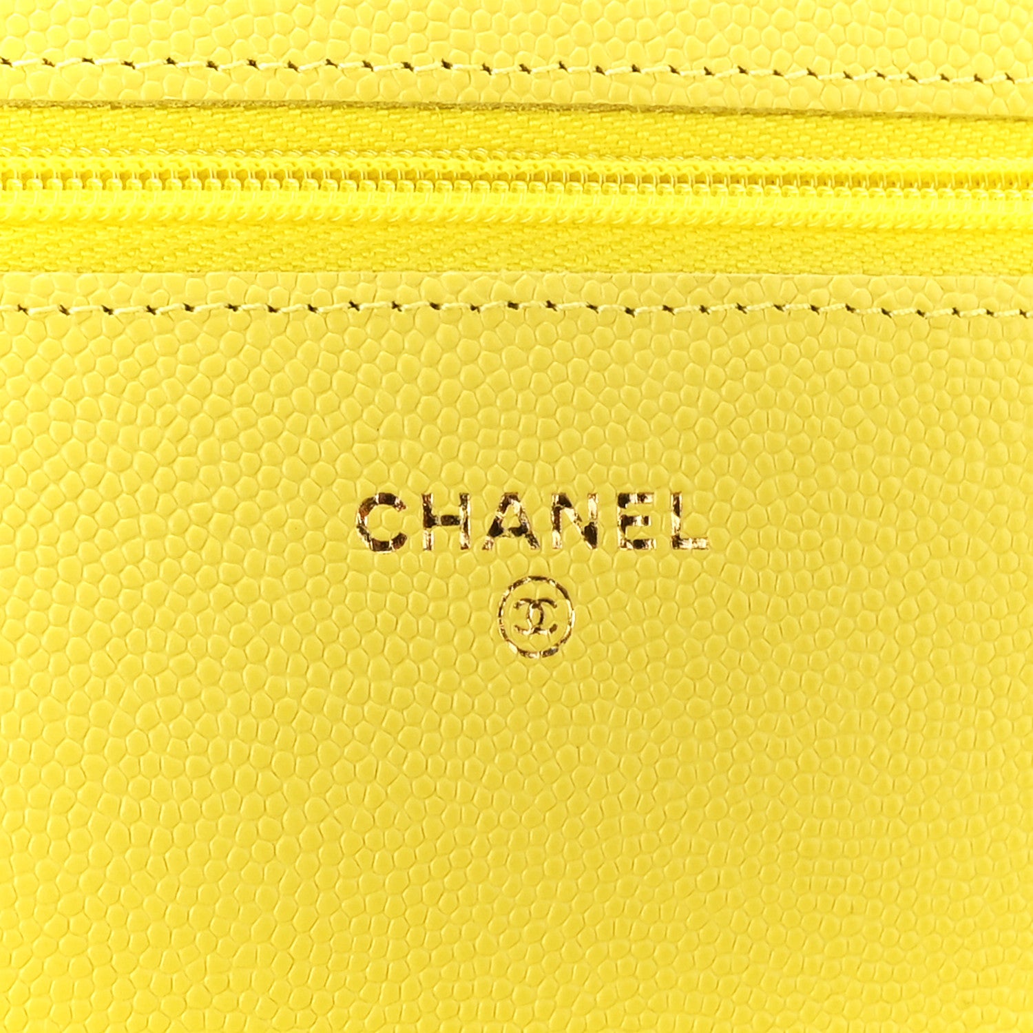 Chanel Caviar Quilted Wallet on Chain WOC Yellow 6 of 12