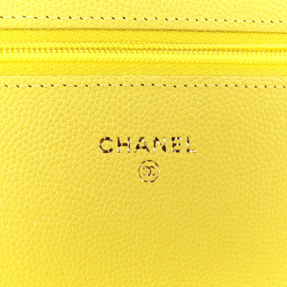 Chanel Caviar Quilted Wallet on Chain WOC Yellow 6 of 12