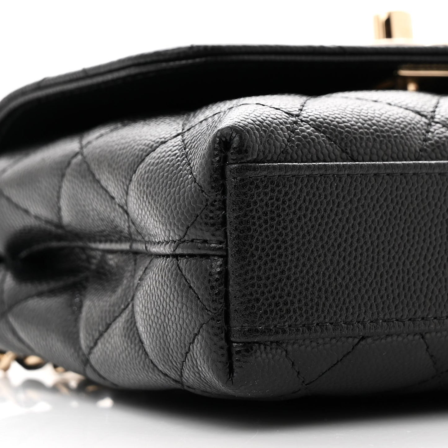 Caviar Quilted Coco Handle Clutch With Chain Black