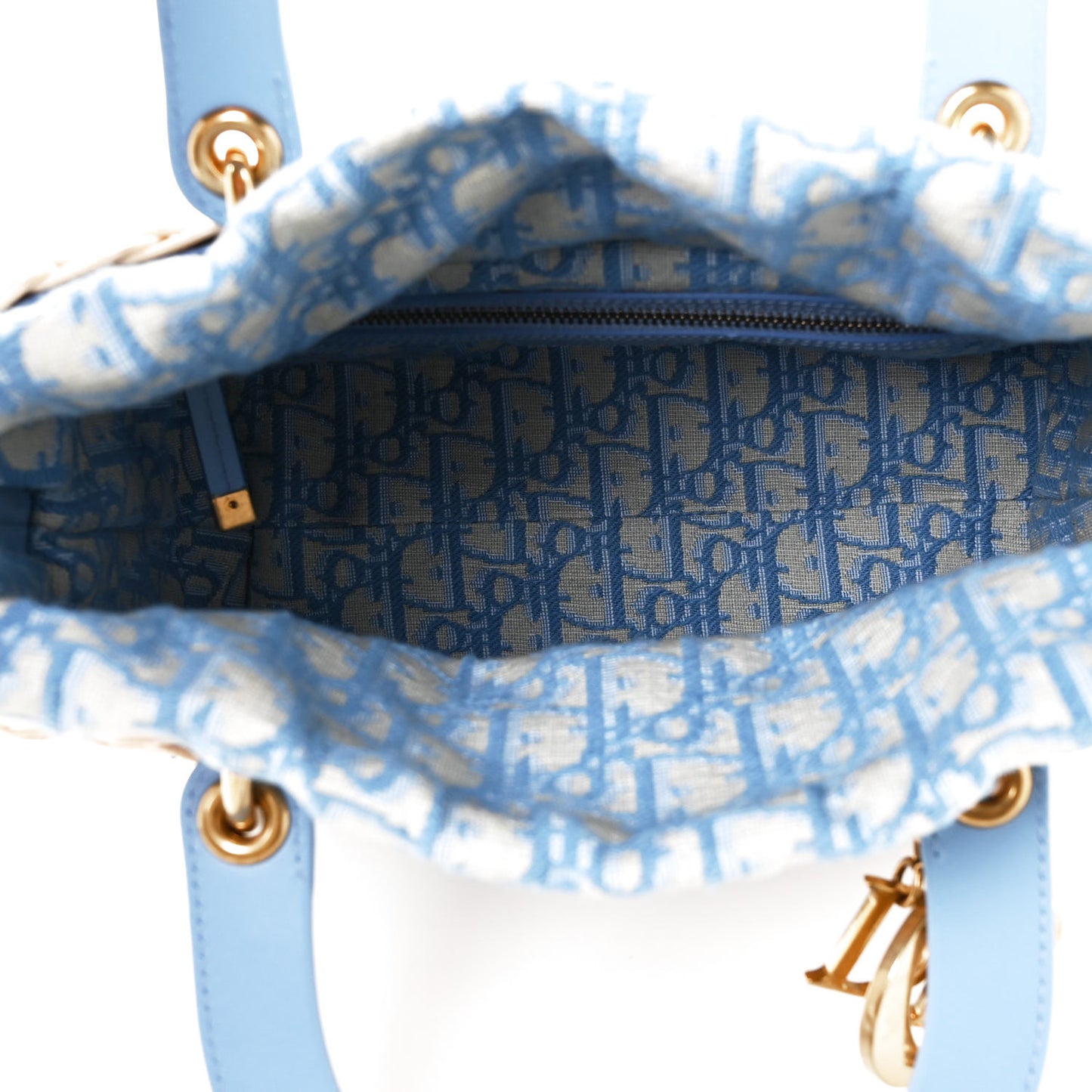 Wicker Oblique Medium Lady Dior Bag Cornflower Blue
