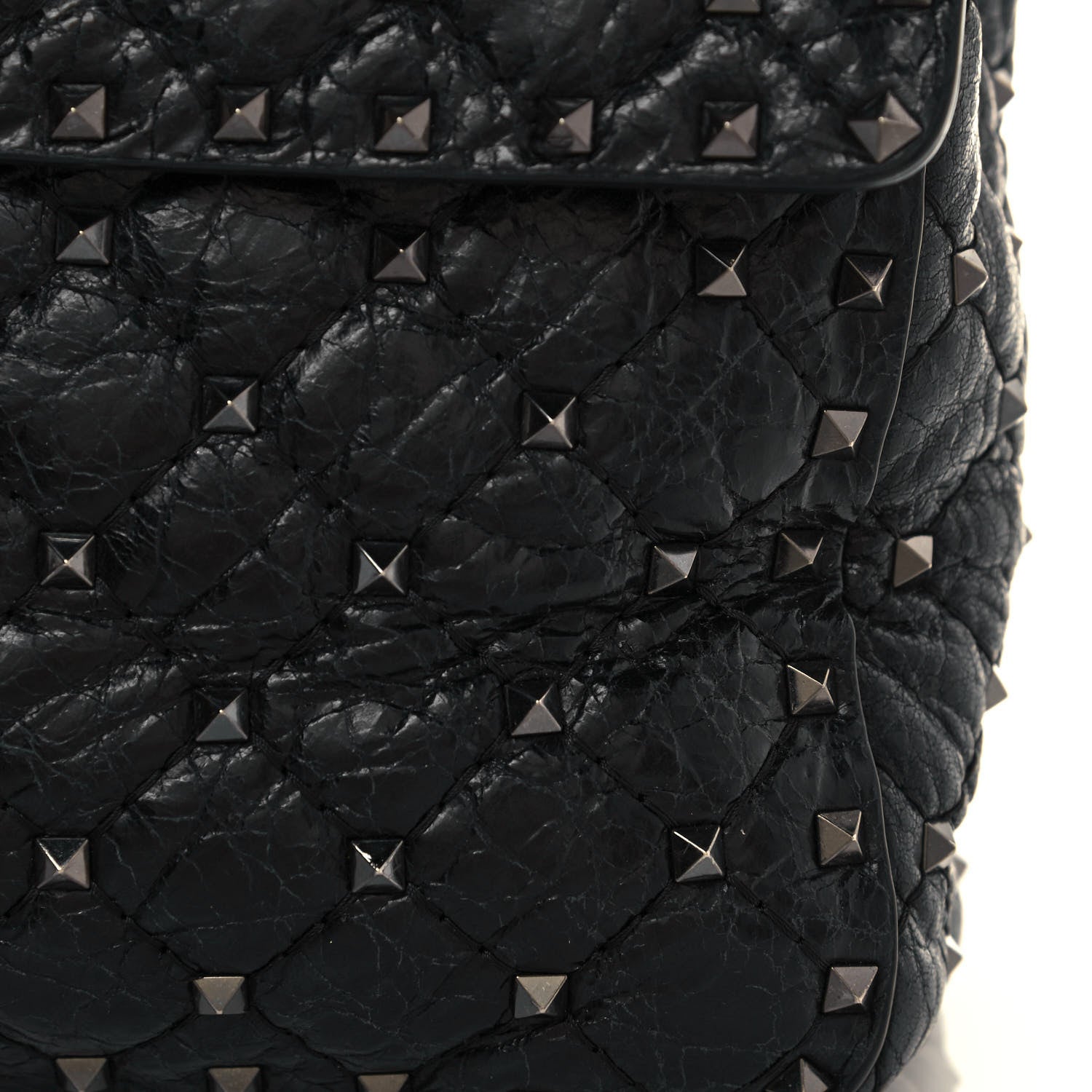 Valentino Garavani Craquele Nappa Maxi Rockstud Spike Shoulder Bag Black 12 of 15