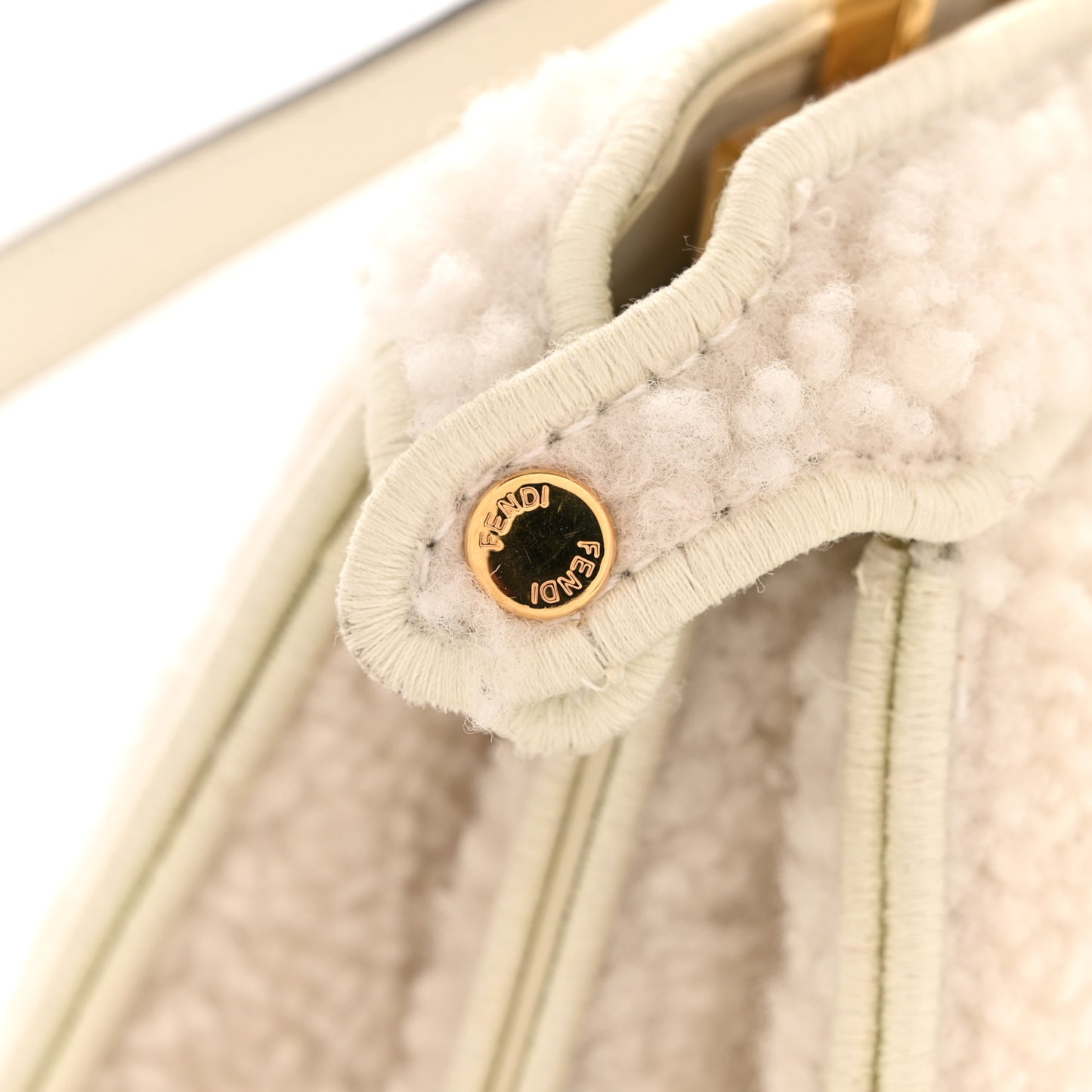 Curly Shearling Shiny Nappa Petite Peekaboo I SEE U Satchel White