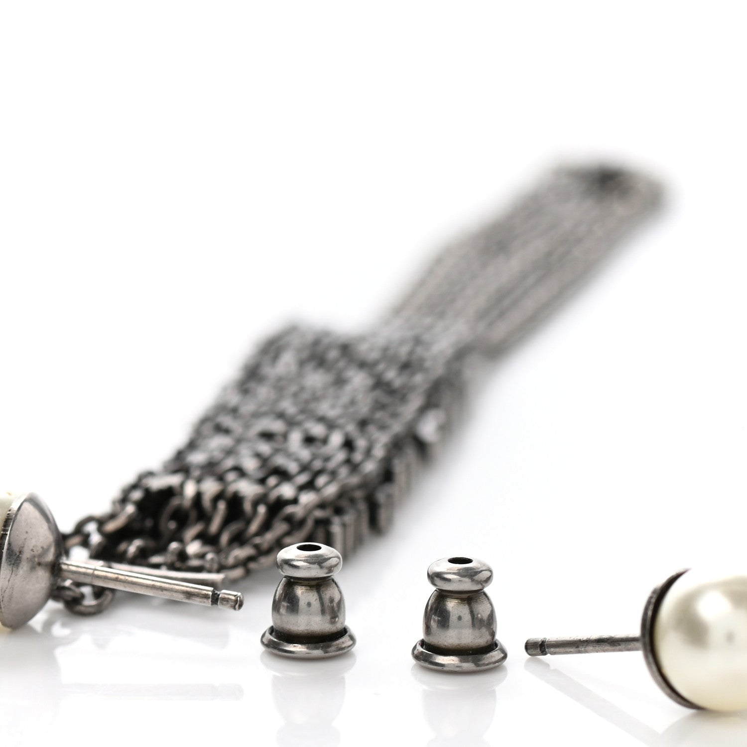 Christian Dior Crystal J'Adior Dangle Chain Earrings Silver 3 of 4