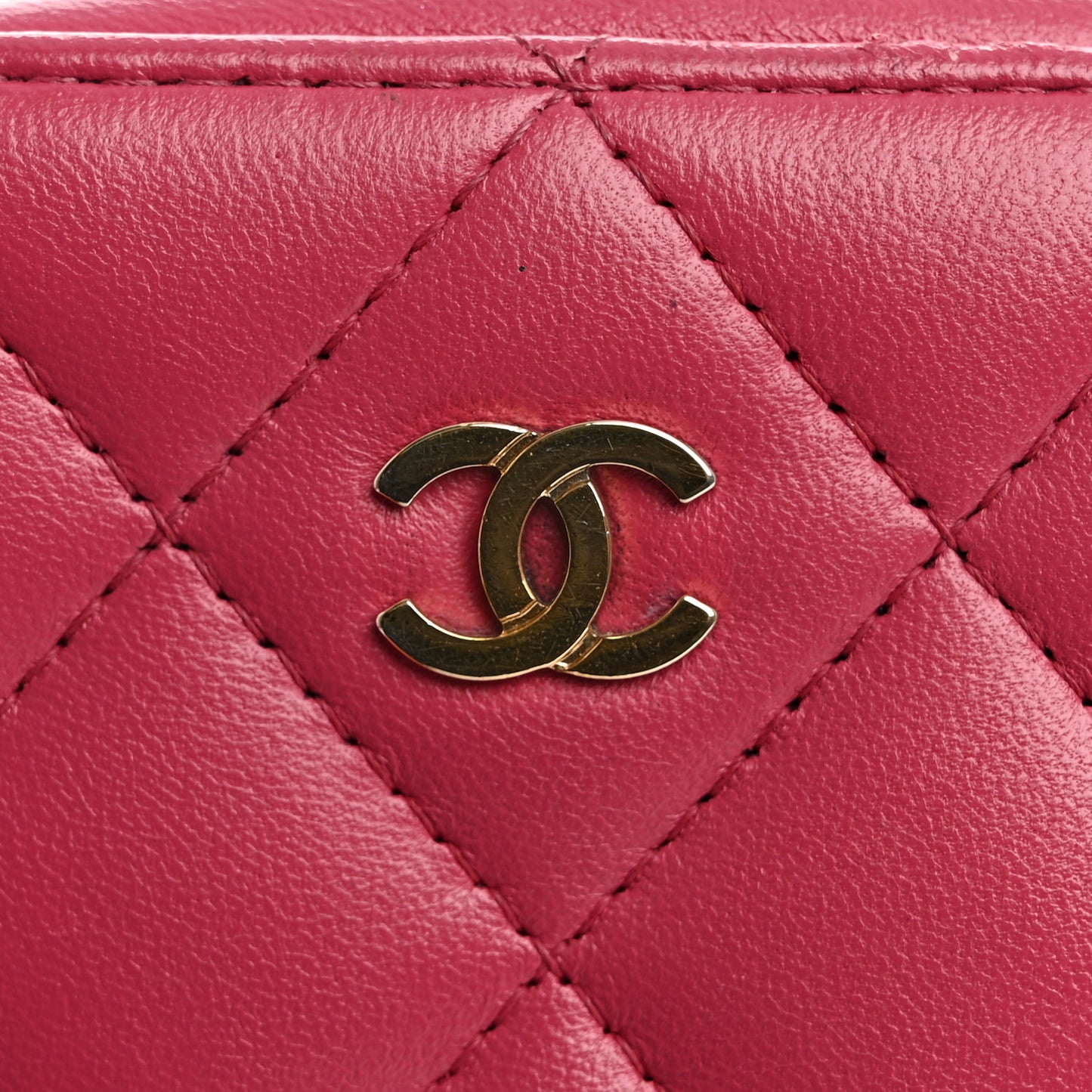 Lambskin Quilted Phone Holder Wallet On Chain WOC Pink